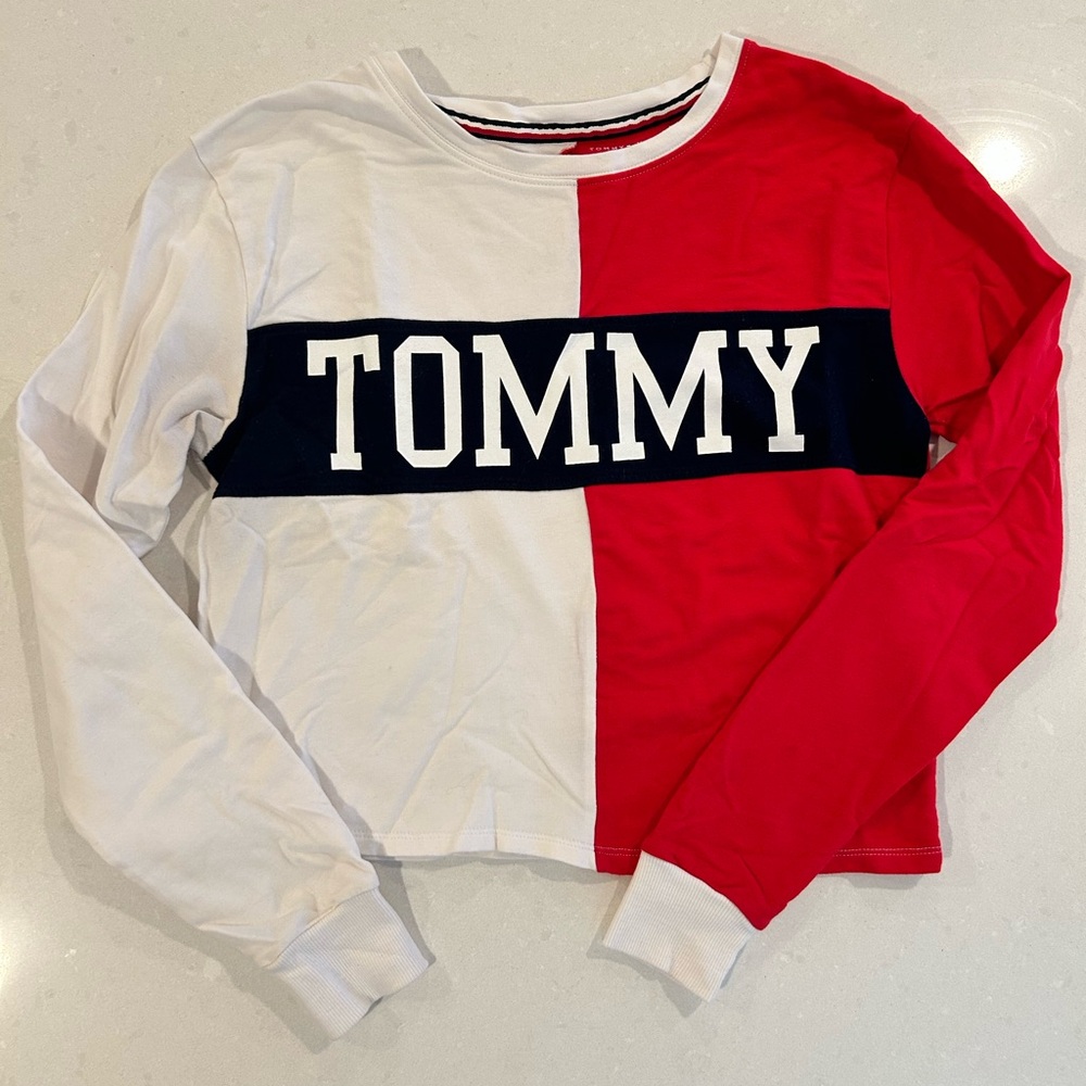Tommy Hilfiger Red and White Long Sleeve Shirt